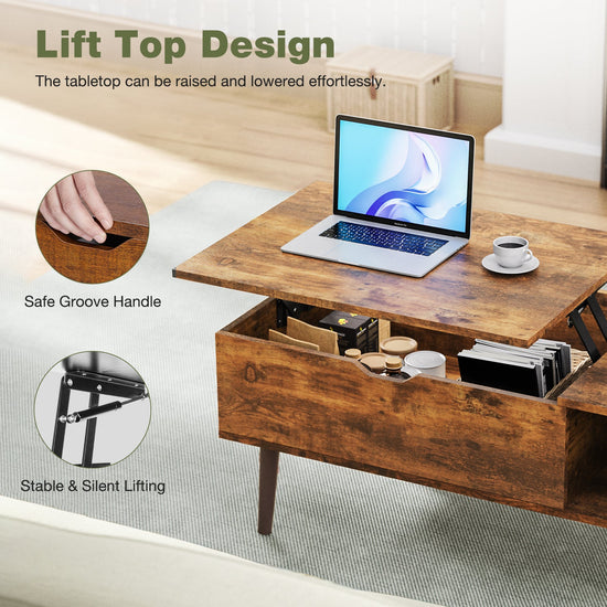 Walker Edison - Lift Top Coffee Storage Wood Tables with Hidden Compartment Small Dining Desk for Home Living Room Office