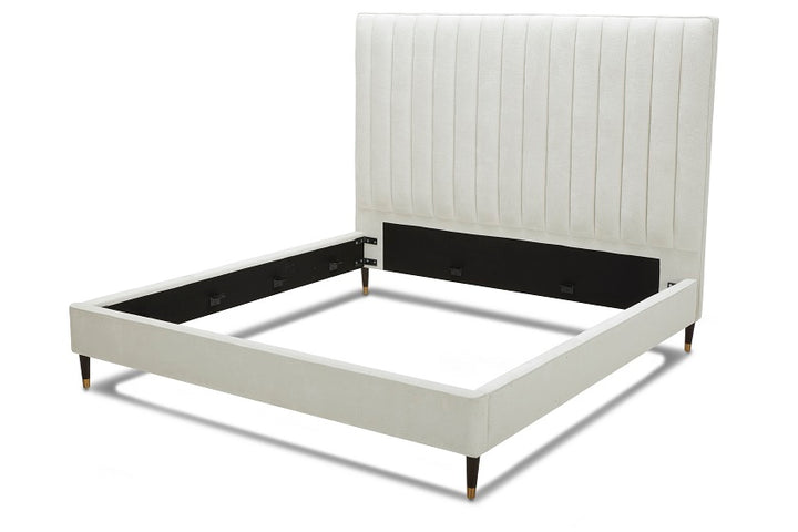 Modrest Hemlock - Contemporary White Fabric Q Bed