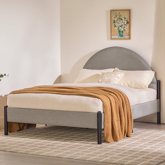 Gastonia Queen Metal and Upholstered Bed with Arched Headboard