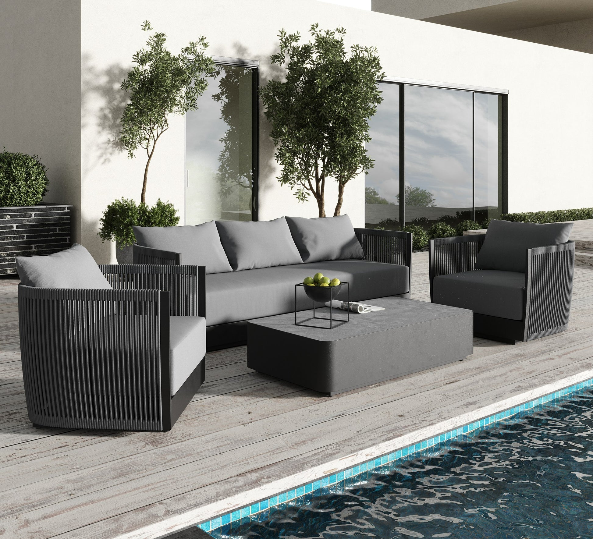 Renava Bali - Outdoor Black and Grey Sofa Set
