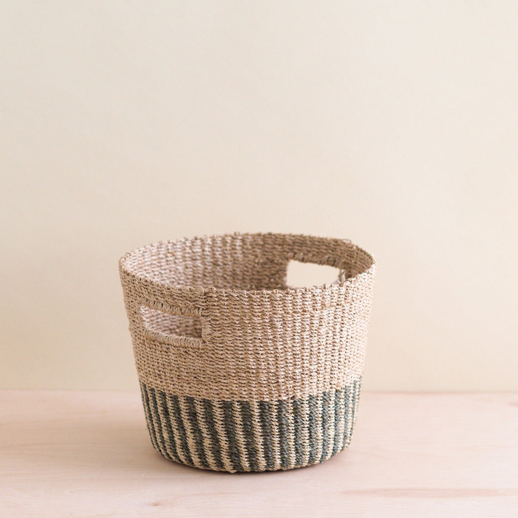 Grey and Natural Tapered Basket