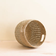 Load image into Gallery viewer, Grey Patterned Round Woven Basket
