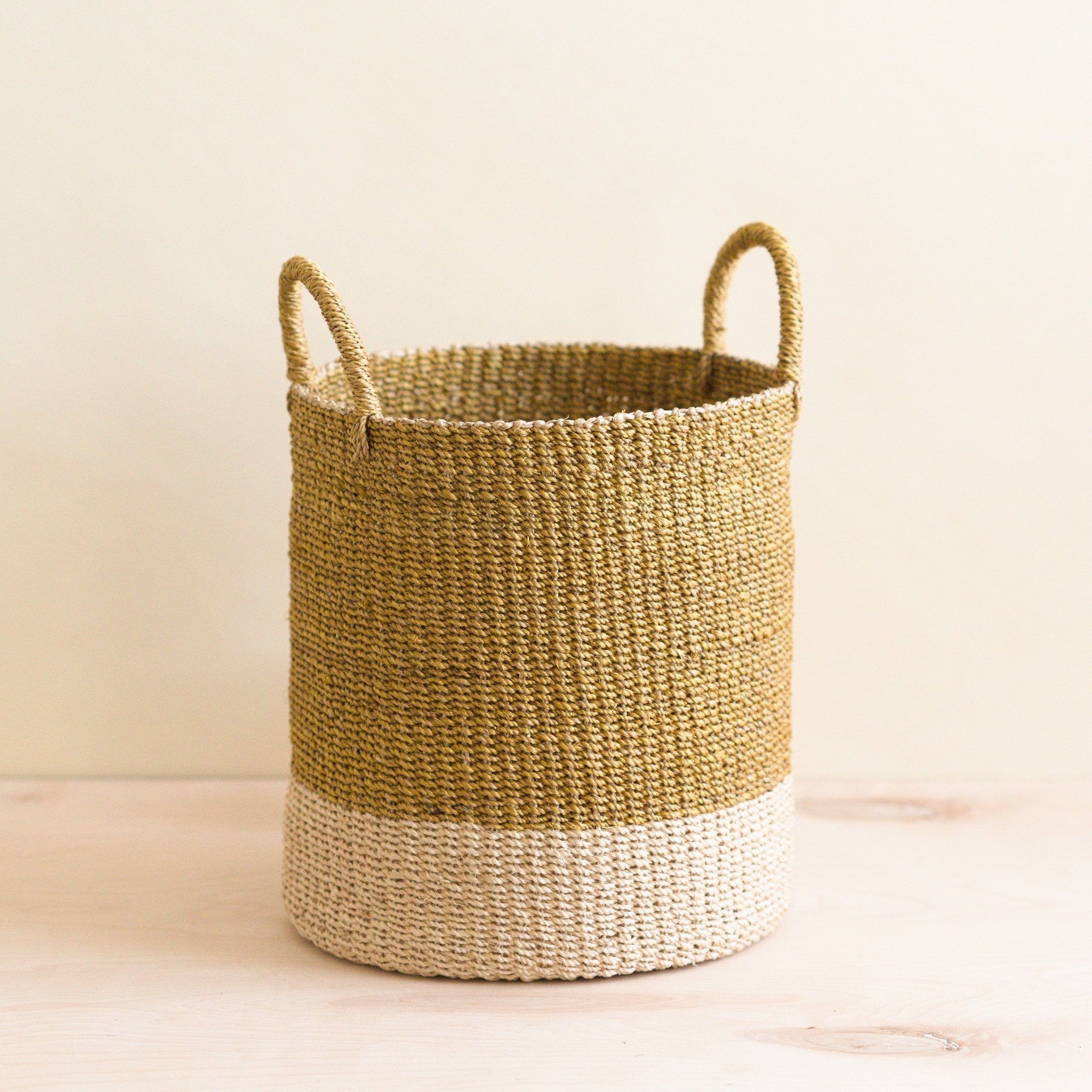 Mustard Floor Basket with Handle