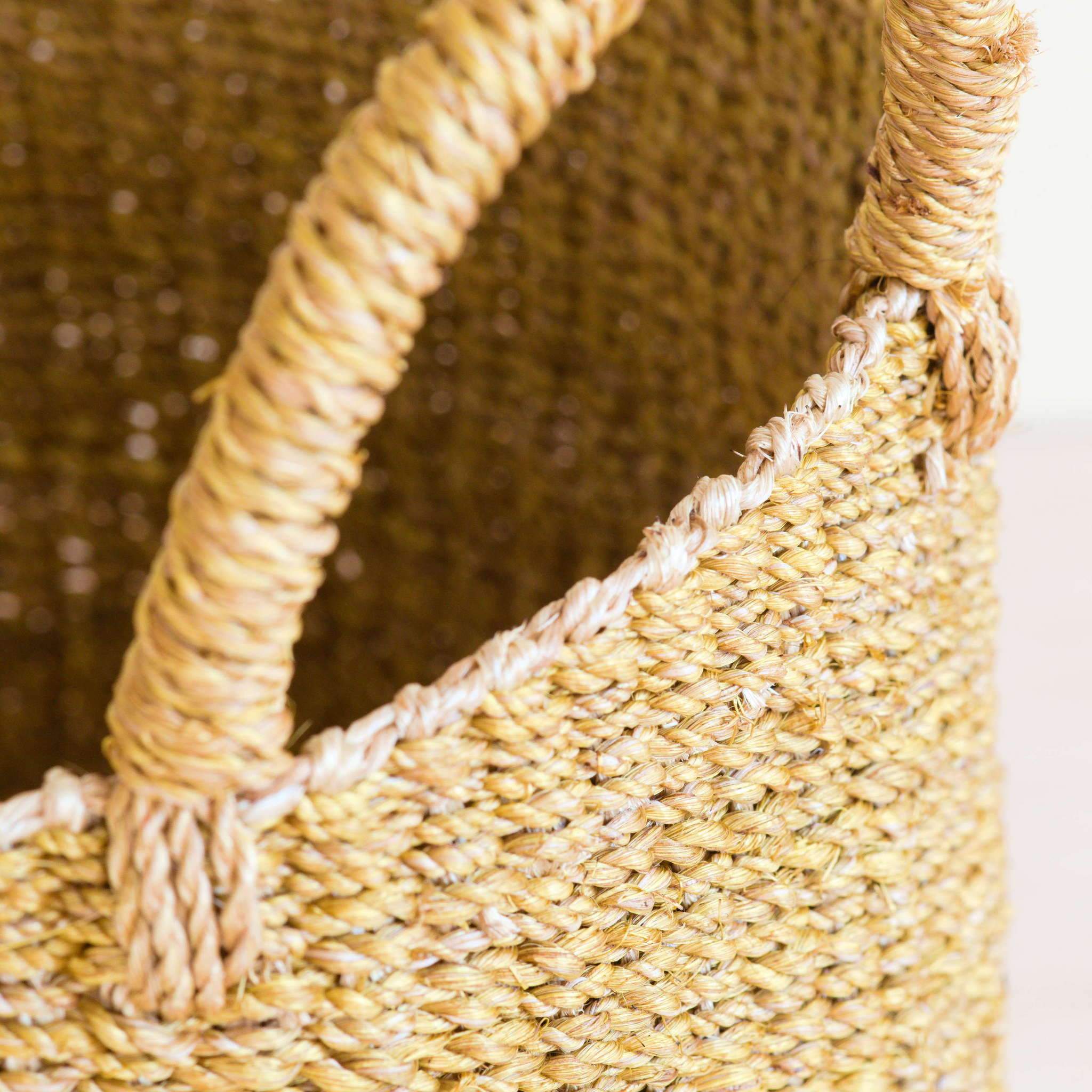 Mustard Floor Basket with Handle