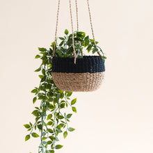 Load image into Gallery viewer, Natural and Black Colorblock Hanging Planter
