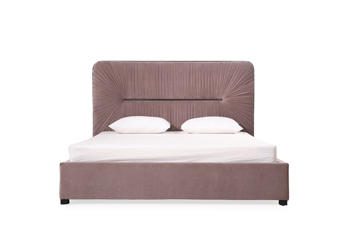 Queen Modrest Duke Modern Grey Velvet & Black Gun Chrome Bed