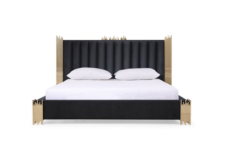 Queen Modrest Token Modern Black & Gold Bedroom Set