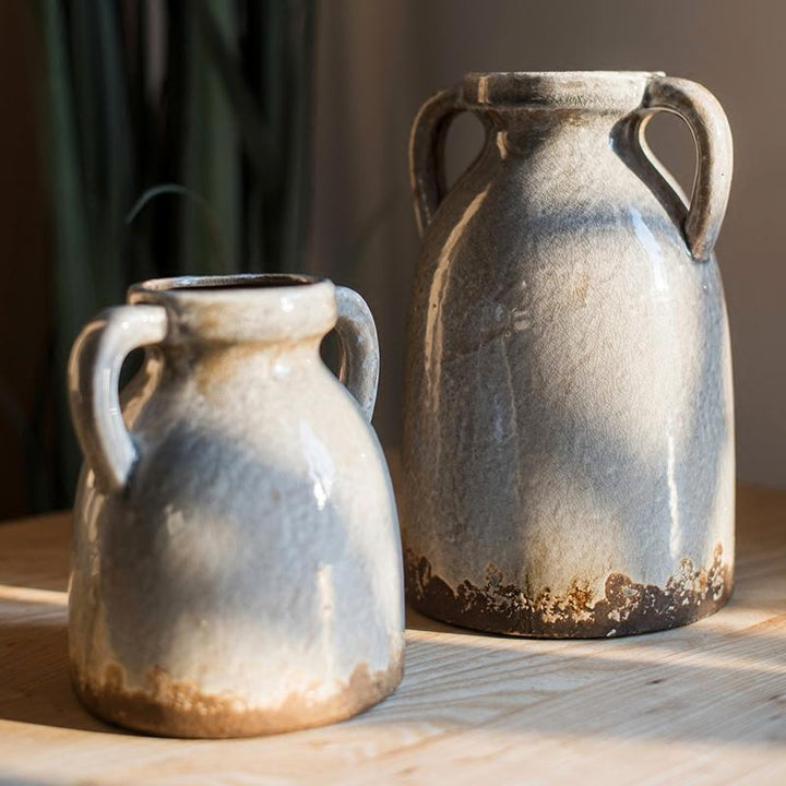 Binglie Glazed Pottery Vase with Handles