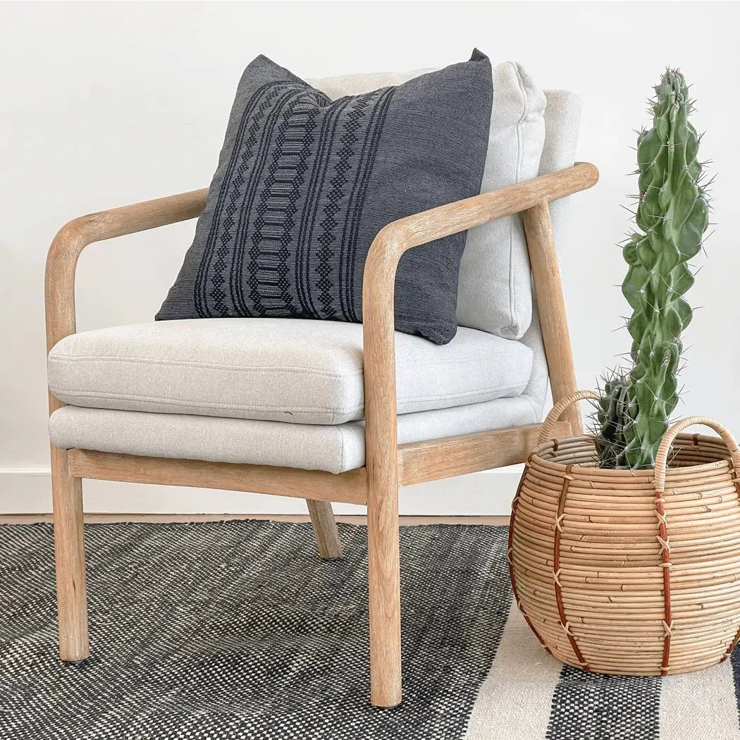 Handwoven Textured Geometric Pillow from Oaxaca