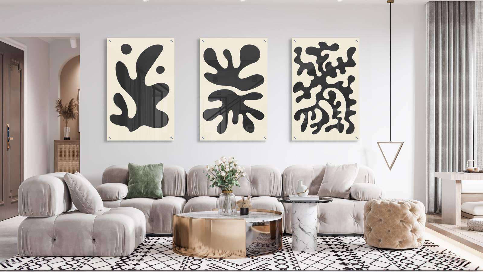 Blot Pattern Set of 3 Prints Modern Wall Art Modern Artwork