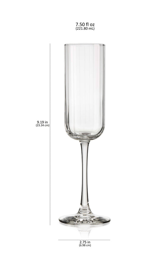 Libbey Paneled Champagne Flute Glasses, 7.5-ounce, Set of 4