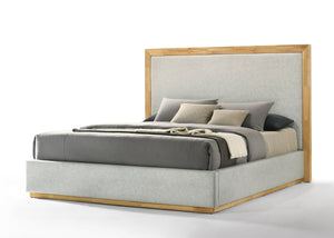 Nova Domus Santa Barbara - Modern Grey Fabric + Natural Bedroom Set