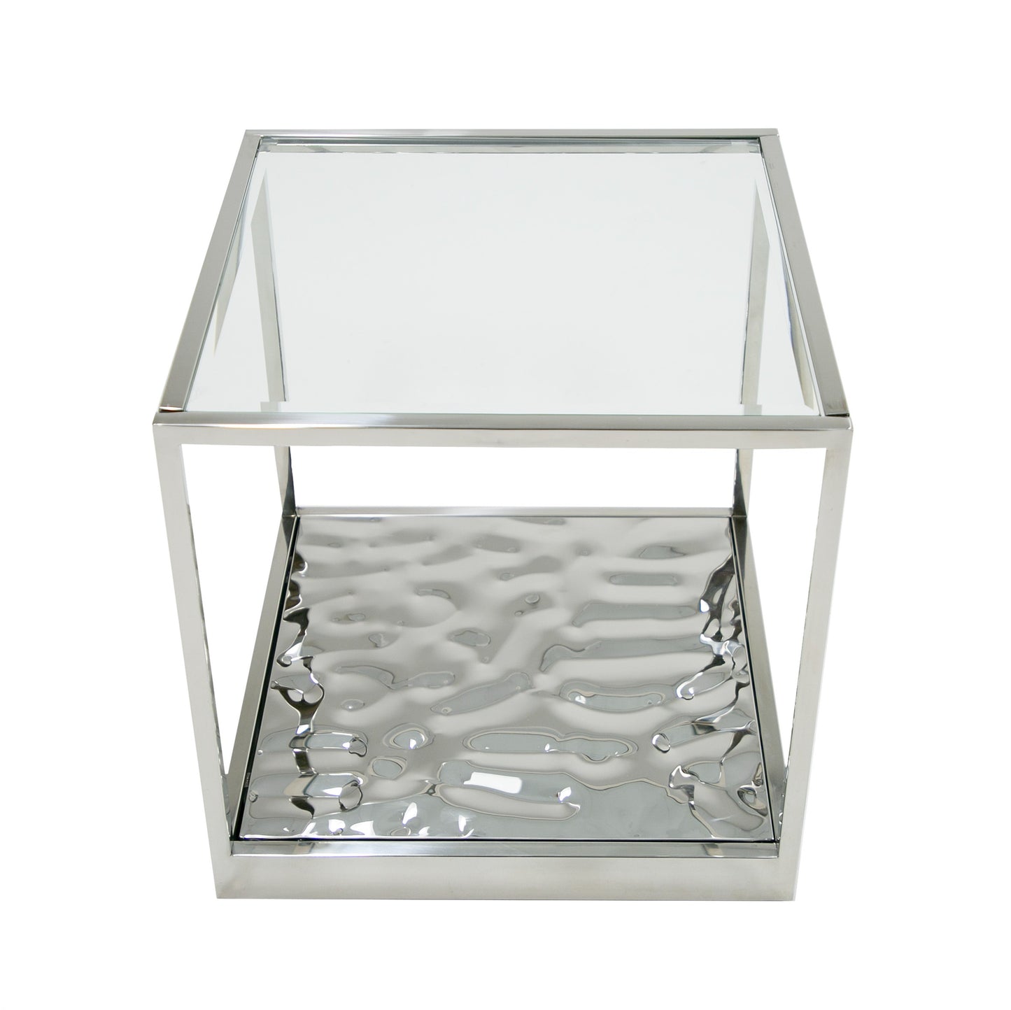 Modrest Braxton - Contemporary Clear Wave Glass End Table