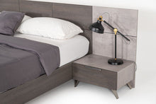 Load image into Gallery viewer, Queen Nova Domus Bronx Italian Modern Faux Concrete &amp; Grey Bed + 2 Nightstands Set
