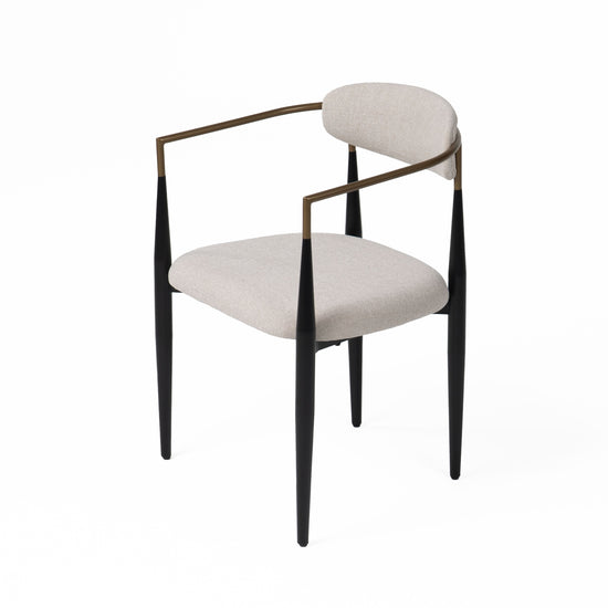 Modrest Buchtel - Mid-Century Modern Light Grey + Gold Arm + Black Dining Chair