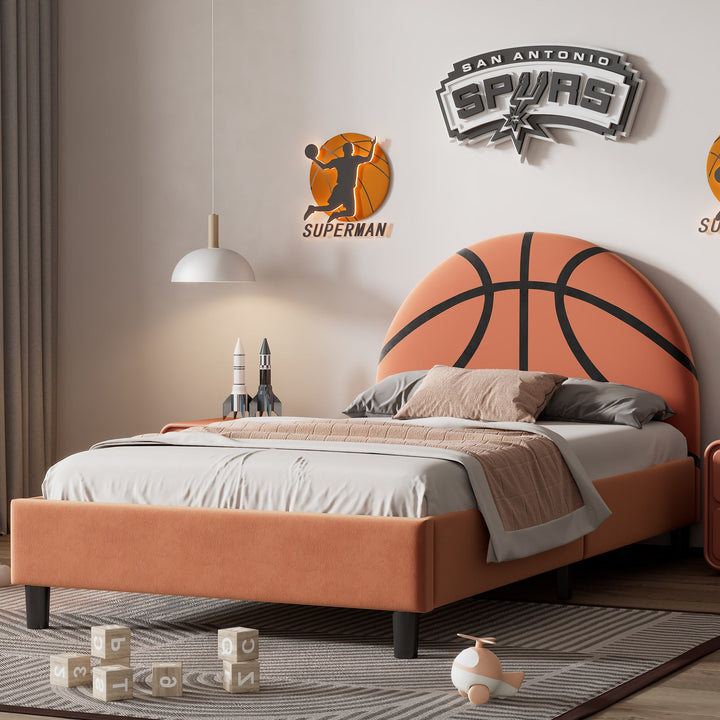 Walker Edison - Basketball Upholstered Twin Platform Bed