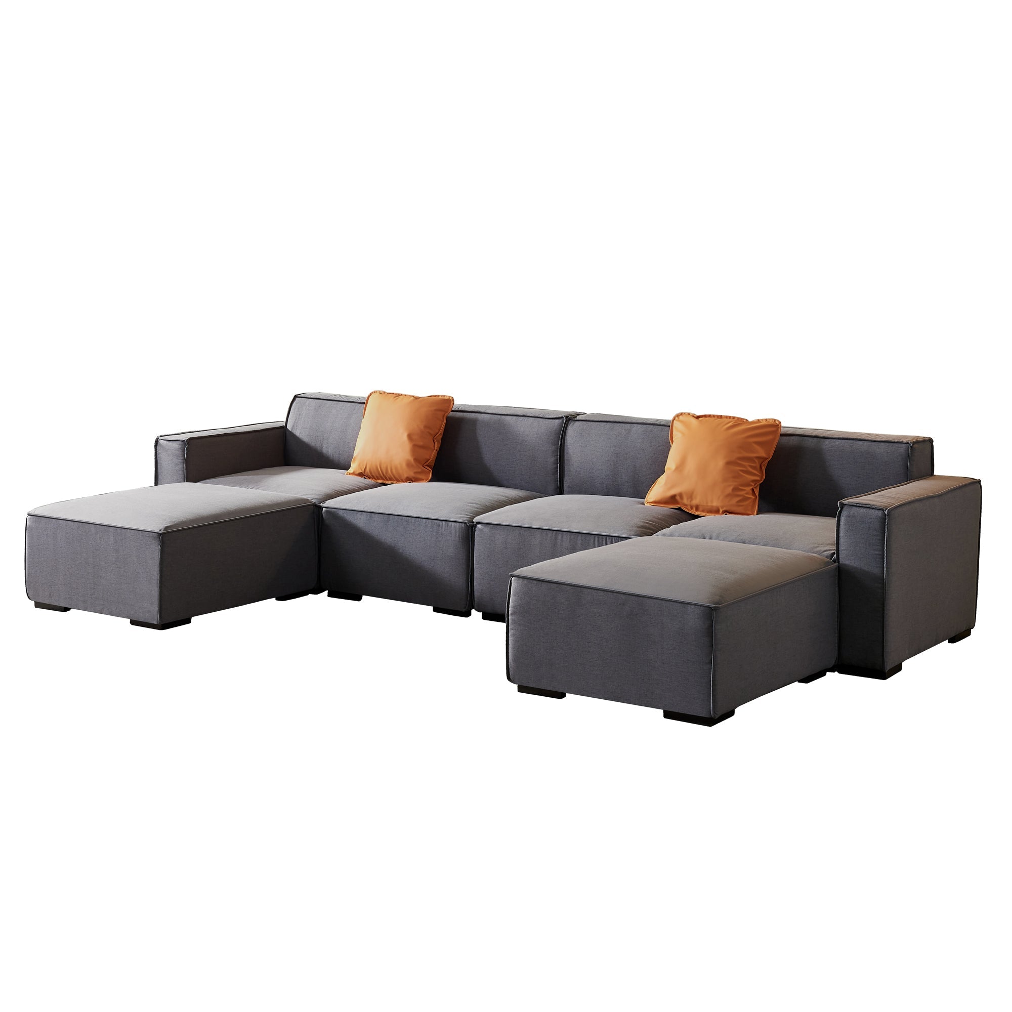 Walker Edison | Linen Modular U Shape Sectional Sofa