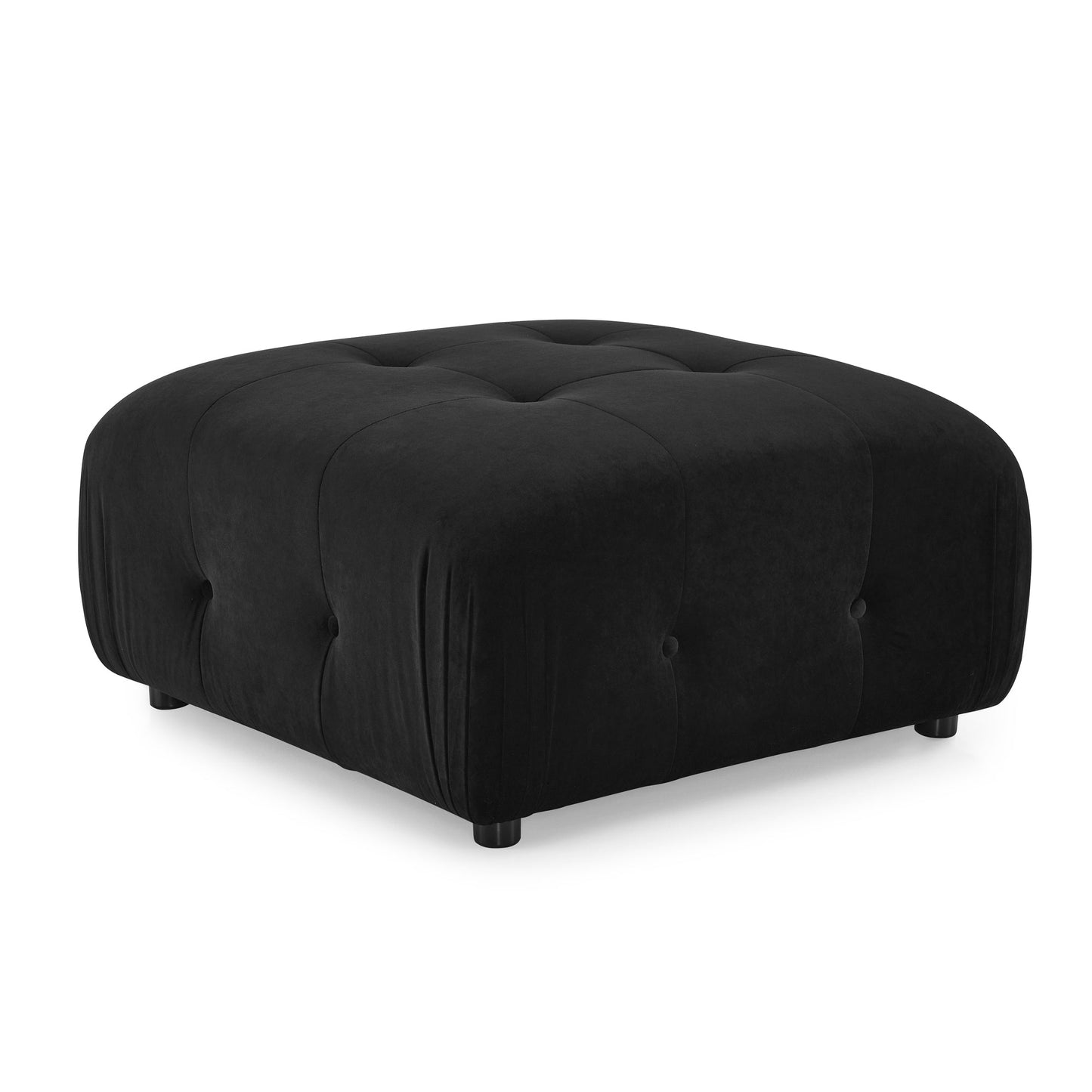 Walker Edison - Modular Sectional Sofa, Button Tufted Designed and DIY Combination, L Shaped Couch with Reversible Ottoman, Black Velvet