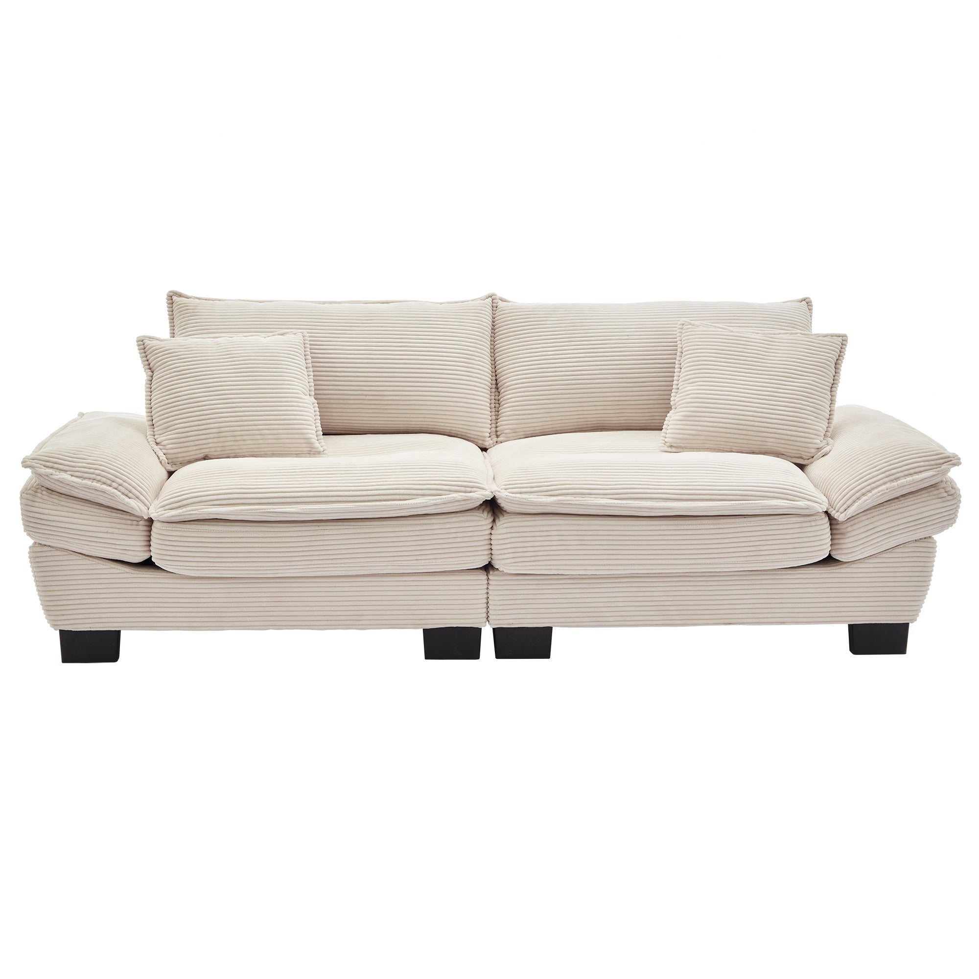 Walker Edison | Corduroy Loveseat Sofa with Pillows Beige