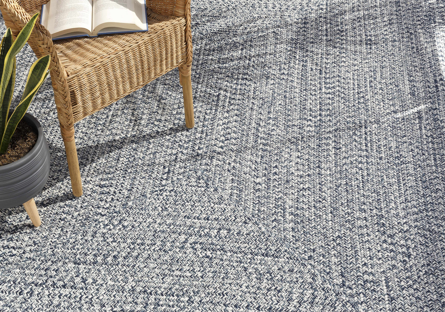 Braided Faux Jute Rug, Blue