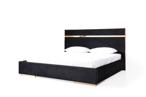 Modrest Cartier - California King Modern Black + Rose Gold Bed + Nightstands
