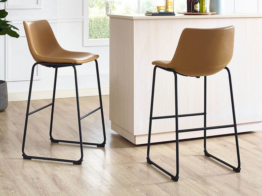 Faux Leather 2-Piece Bar Stools