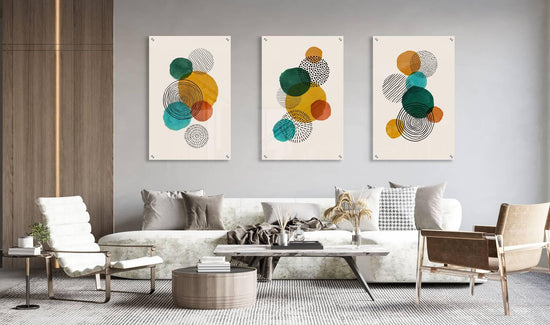 Circles Pattern Set of 3 Prints Modern Wall Art Modern Artwork