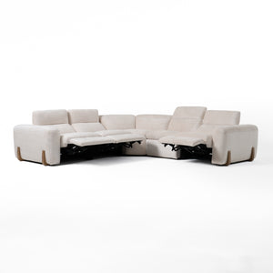 Divani Casa Conrad - Modern Beige Fabric Sectional With 3 Recliners