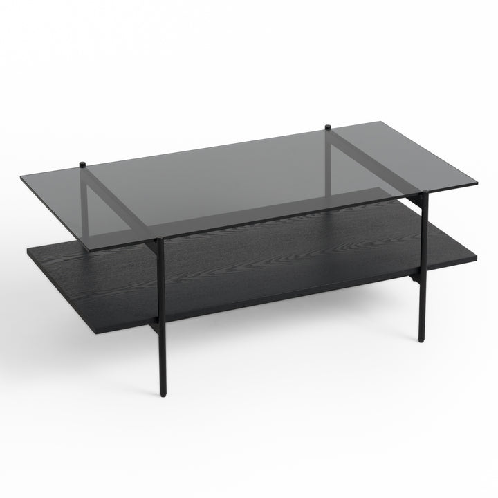 Modrest Conley - Mid-Century Modern Grey Glass + Black Ash Coffee Table