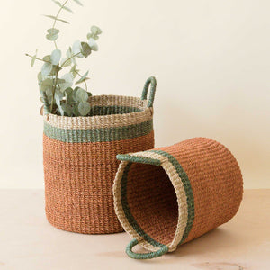 Coral Baskets with Handles, Set of 2