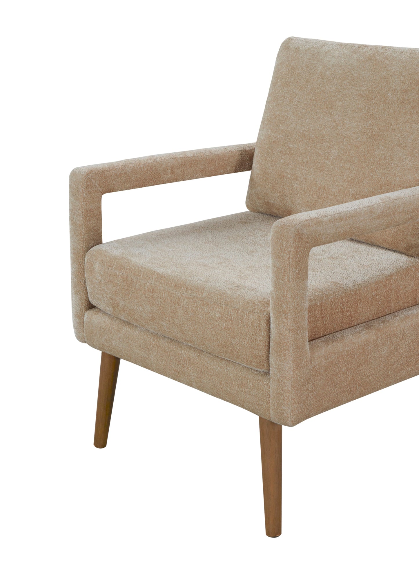 Walker Edison - Mid-Century Armchair, Accent Chair with Chenille Armrest & Soft Cushion for Living Room, Bedroom, Home Office, Study, Beige