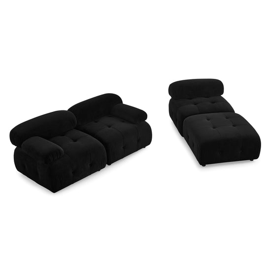 Walker Edison - Modular Sectional Sofa, Button Tufted Designed and DIY Combination, L Shaped Couch with Reversible Ottoman, Black Velvet