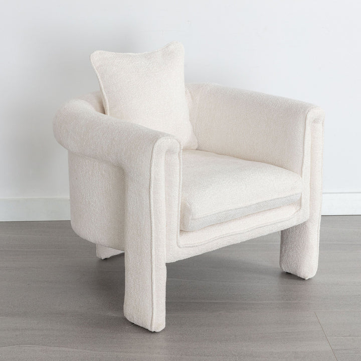 Walker Edison - Modern Style Accent Chair Armchair for Living Room, Bedroom, Guest Room, Office, Ivory