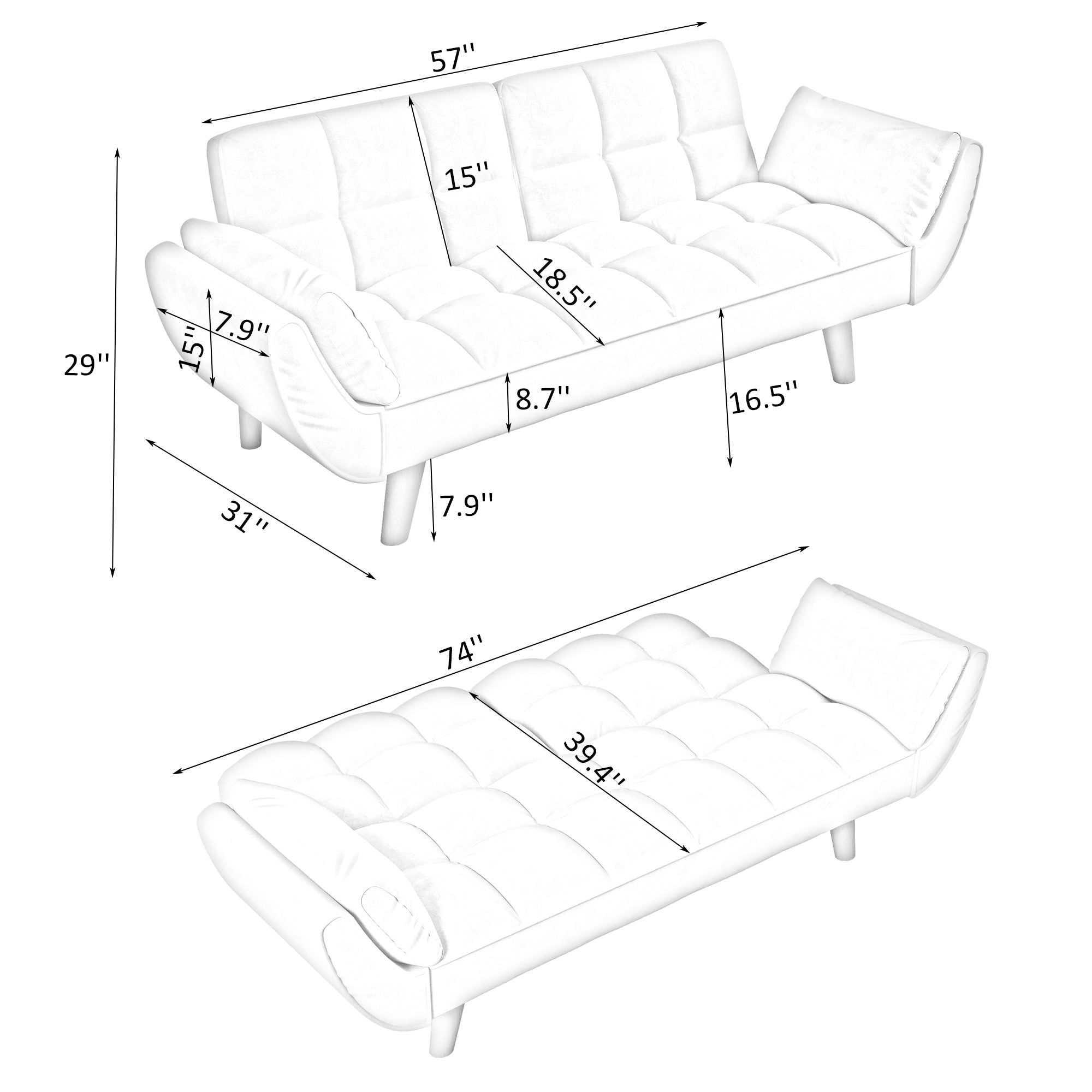 Walker Edison | Velvet Loveseat Convertible Sofa Bed