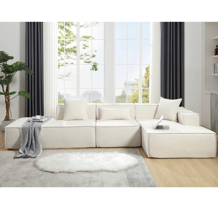 Walker Edison | Terry Modular Minimalist Right L-shaped Sectional Sofa