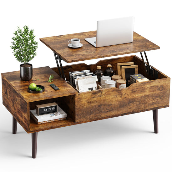 Walker Edison - Lift Top Coffee Storage Wood Tables with Hidden Compartment Small Dining Desk for Home Living Room Office