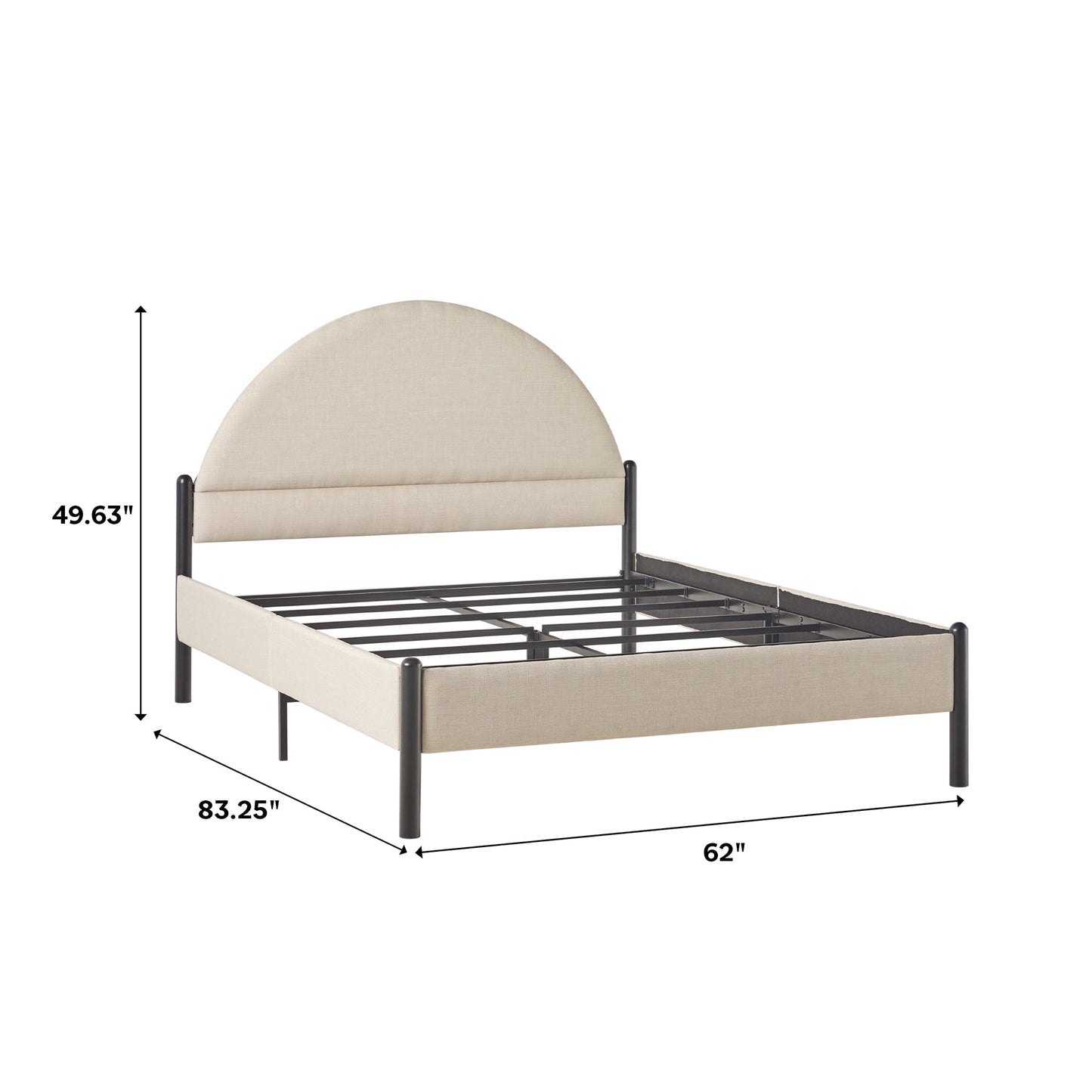 Gastonia Queen Metal and Upholstered Bed with Arched Headboard