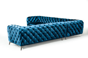 Divani Casa Delilah - Modern Blue Fabric Sectional Sofa