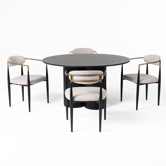 Modrest Depew - Mid-Century Modern Black Oak Round Dining Table