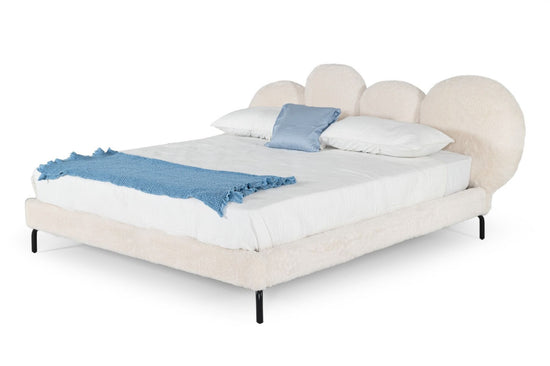 Modrest Destiny - Eastern King Contemporary White Sherpa Bubble Bed