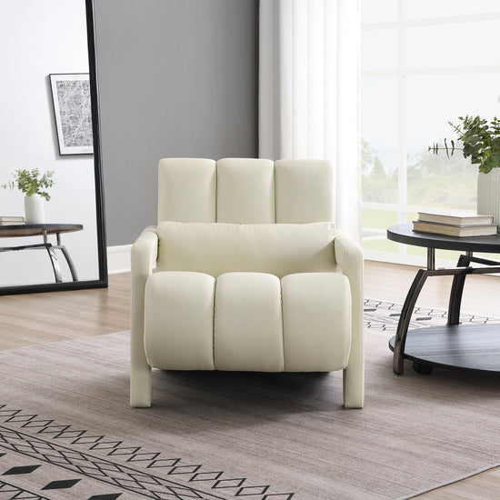 Walker Edison - Modern Upholstered accent chair, Comfortable Linen Fabric with a pillow for Living room, bedroom - Linen, Beige