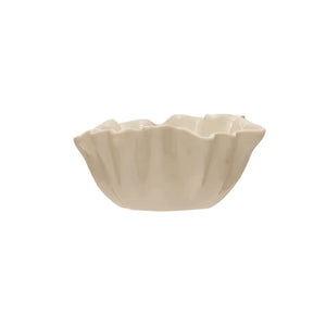 Stoneware White Fluted Bowl, Small