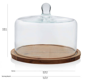 Flat Cake Stand with Glass Dome