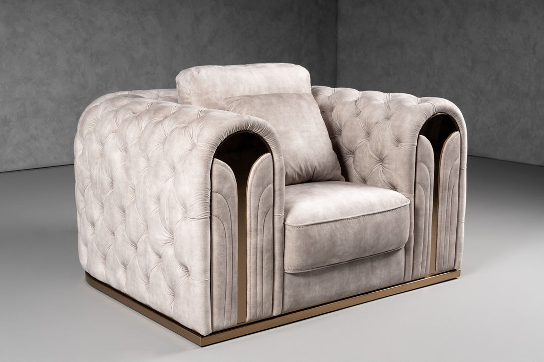 Divani Casa Dosie - Transitional Beige Velvet Chair