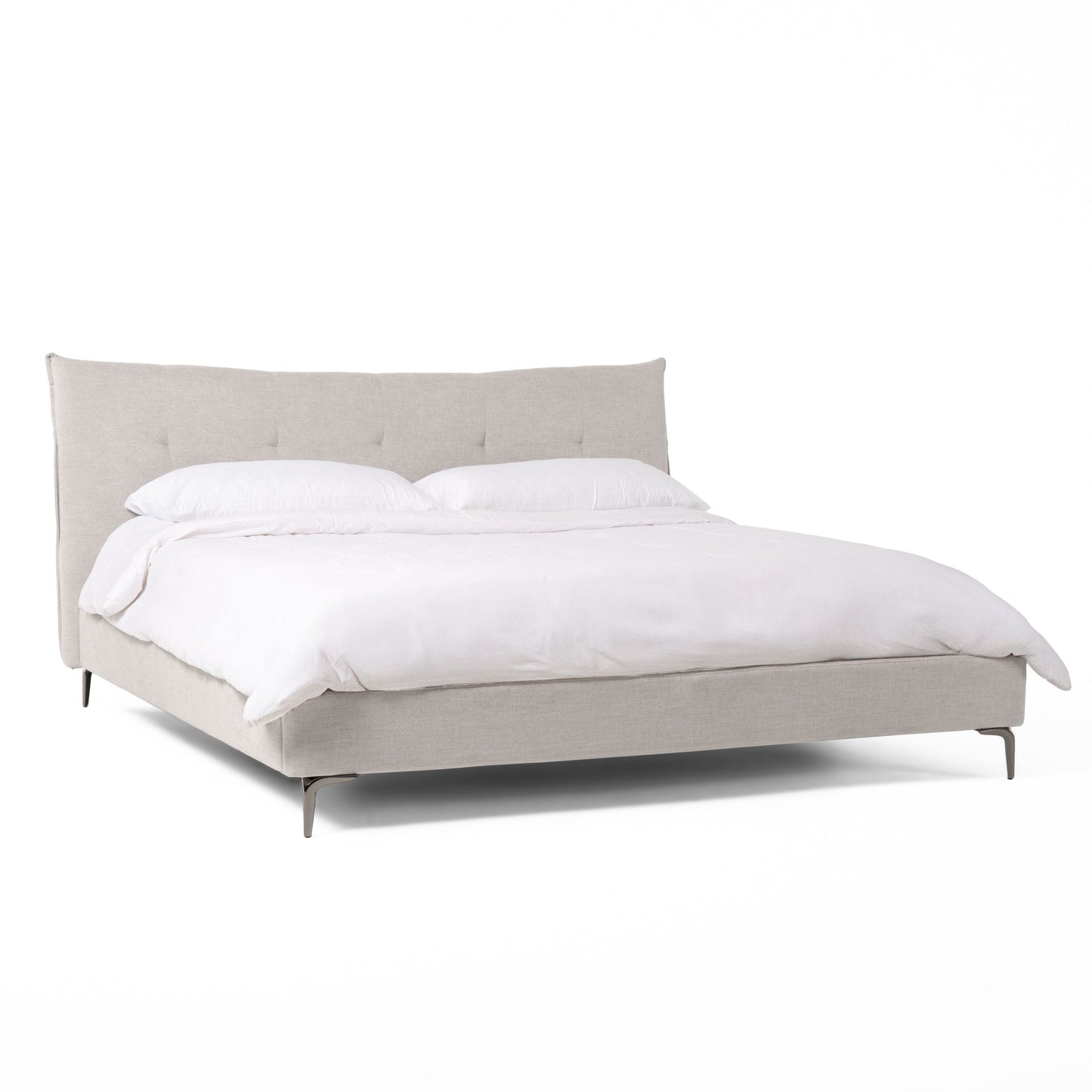 Queen - Modrest Dysart - Modern Grey Fabric Bed