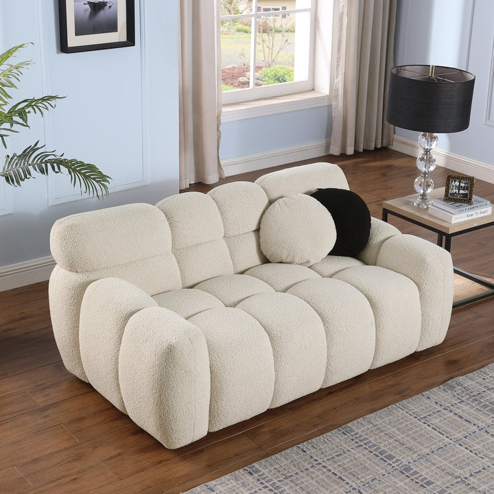 Walker Edison | Boucle Marshmallow Loveseat Sofa