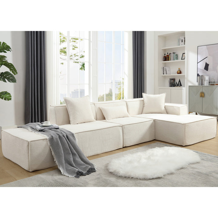 Walker Edison | Terry Modular Minimalist Right L-shaped Sectional Sofa