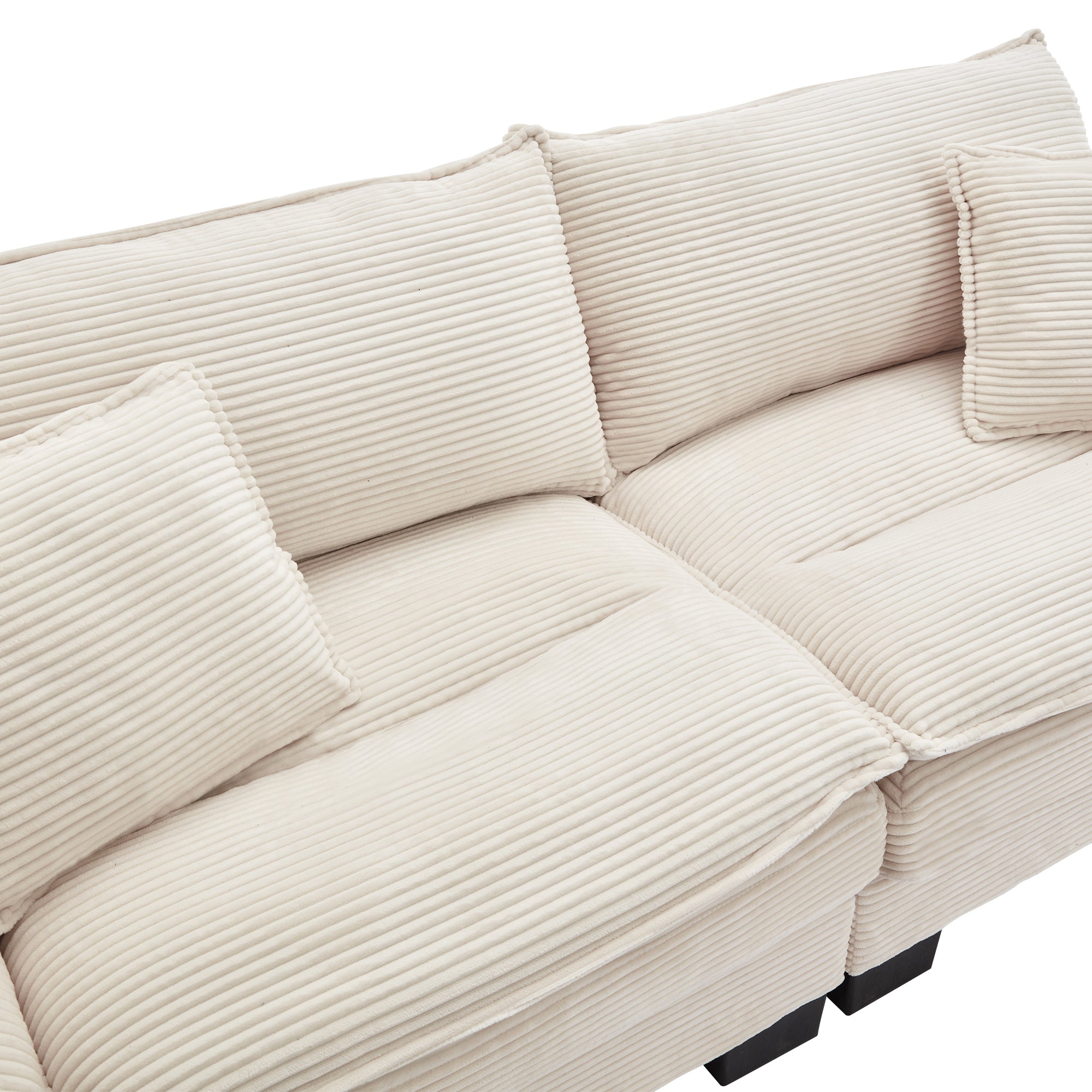 Walker Edison | Corduroy Loveseat Sofa with Pillows Beige