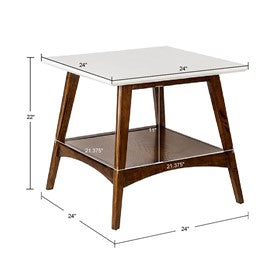 Parker End Table - Off-White/Pecan