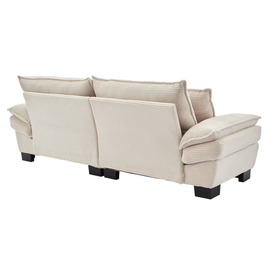 Walker Edison | Corduroy Loveseat Sofa with Pillows Beige